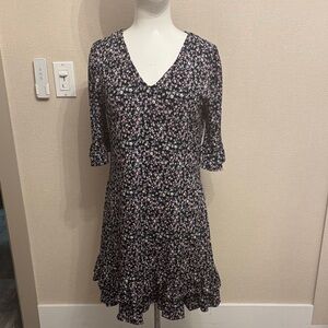 CeCe Black and Pink Floral Mini Dress